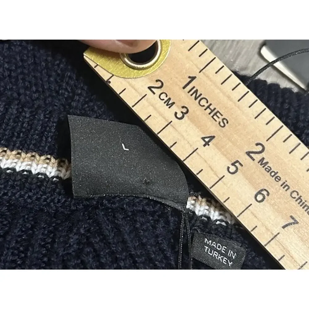 BOSS Hugo Boss Men’s 100% Virgin Wool Textured Crew Neck Sweater Navy L NWT